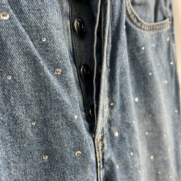 H&M Divided High Rise Rhinestone Front Jeans Button Fly Size 6 - Picture 4 of 5